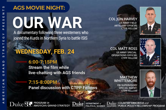 AGS Movie Night &amp;amp; CTPP Panel Discussion on Feb. 24 from 6-8pm. Register here: https://duke.zoom.us/meeting/register/tJEode2gqz4tH9xvyg6adICt3XQ8pNSsKexg